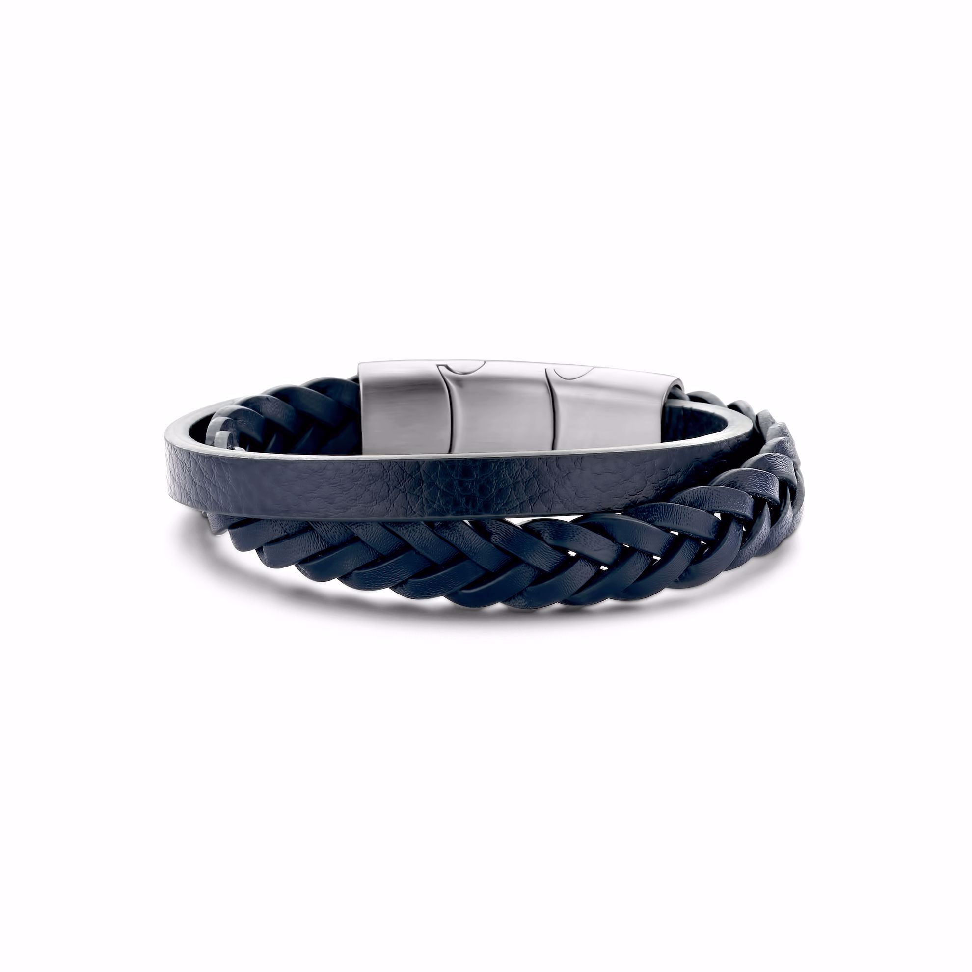 Sølv Design - Frank1967 blå herre læder armbånd