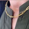 Seville jewelry forgyldt dobbelt halskæde med paperclip og panser kæde 8965/45/F