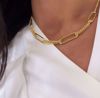 Seville jewelry forgyldt chunky halskæde med panser og paperclip kæde 8967/45/F