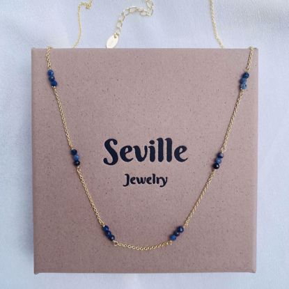 8993-45-F Seville Jewelry forgyldt halskæde med blå quartz.