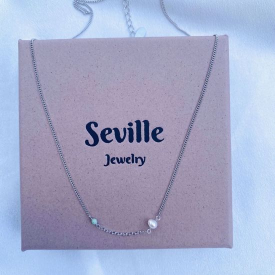 8991-45 Seville jewelry halskæde med turkis og ferskvandsperle