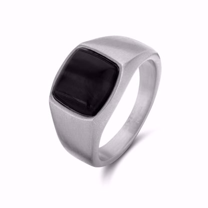 stål-herre-ring-med-sort-agat-7fr-0011