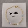 81017 Seville jewelry armbånd med hvide ferskvandsperler & farvede sten