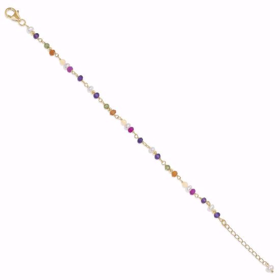 81015-F Seville Jewelry forgyldt armbånd med multifarvede ægte sten
